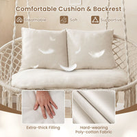 Double Swing Chair with Cushions for Indoor Outdoor Use