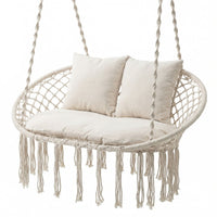Double Swing Chair with Cushions for Indoor Outdoor Use
