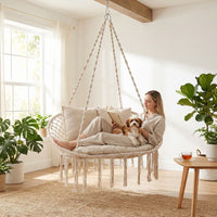 Double Swing Chair with Cushions for Indoor Outdoor Use