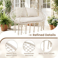 Double Swing Chair with Cushions for Indoor Outdoor Use