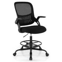 Drafting Chair with Flip Up Armrests and Adjustable Footrest Ring