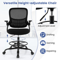 Drafting Chair with Flip Up Armrests and Adjustable Footrest Ring