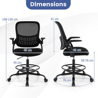Drafting Chair with Flip Up Armrests and Adjustable Footrest Ring