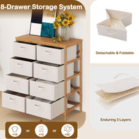 8 Drawers Dresser with Removable Fabric Bins for Closet Living Room