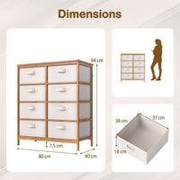 8 Drawers Dresser with Removable Fabric Bins for Closet Living Room