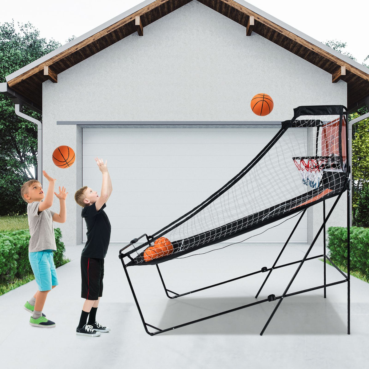 Dual Shot Arcade Basketball Game with LED Electronic Scoreboard and 8 Game Modes