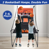 Dual Shot Arcade Basketball Game with LED Electronic Scoreboard and 8 Game Modes