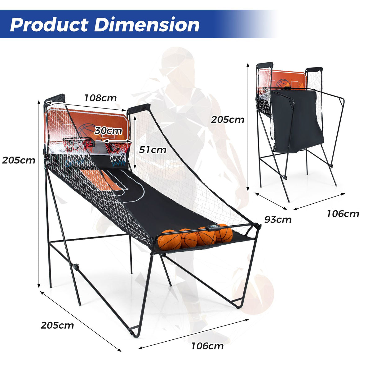 Dual Shot Arcade Basketball Game with LED Electronic Scoreboard and 8 Game Modes