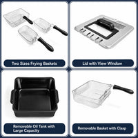 2000W Stainless Steel Electric Deep Fryer 5L with Triple Baskets for Family