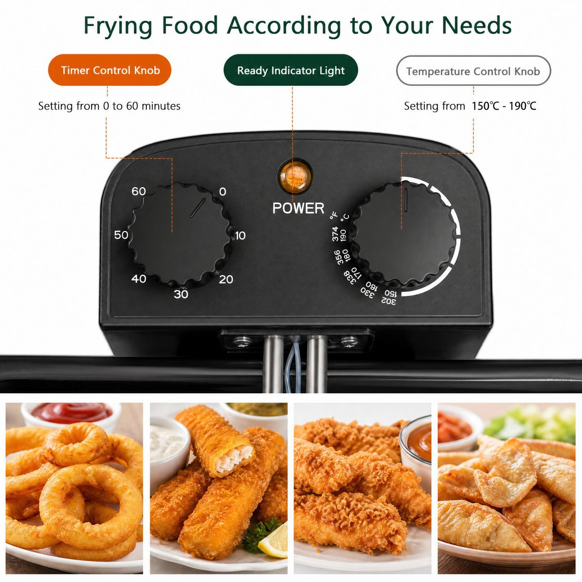2000W Stainless Steel Electric Deep Fryer 5L with Triple Baskets for Family