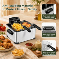 2000W Stainless Steel Electric Deep Fryer 5L with Triple Baskets for Family