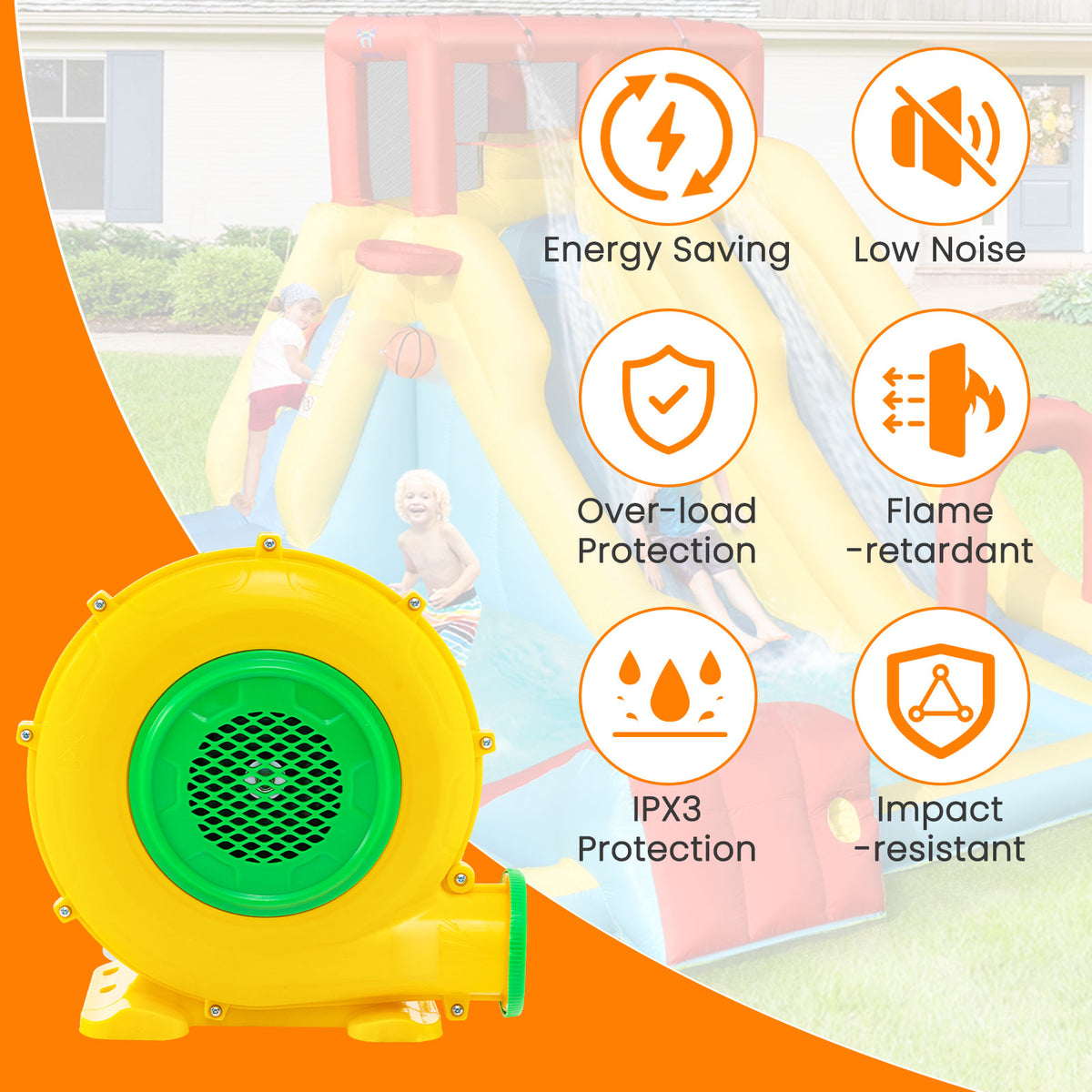 Inflatable Blower, 550W 0.8 HP Electric Blower, 1700 PA Air Blower for Inflatables