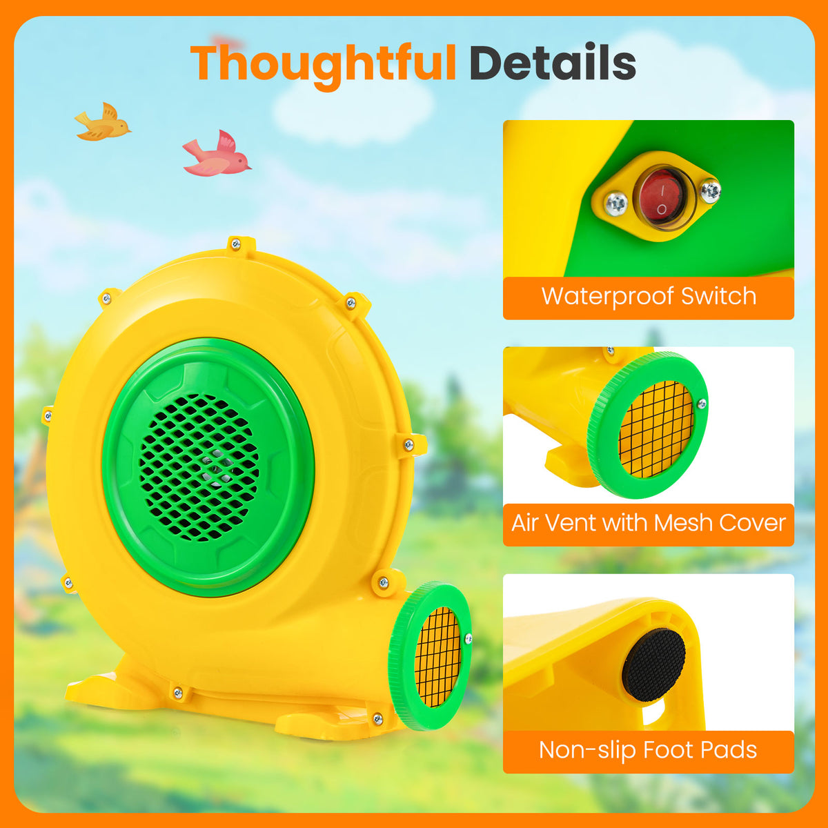 Inflatable Blower, 550W 0.8 HP Electric Blower, 1700 PA Air Blower for Inflatables