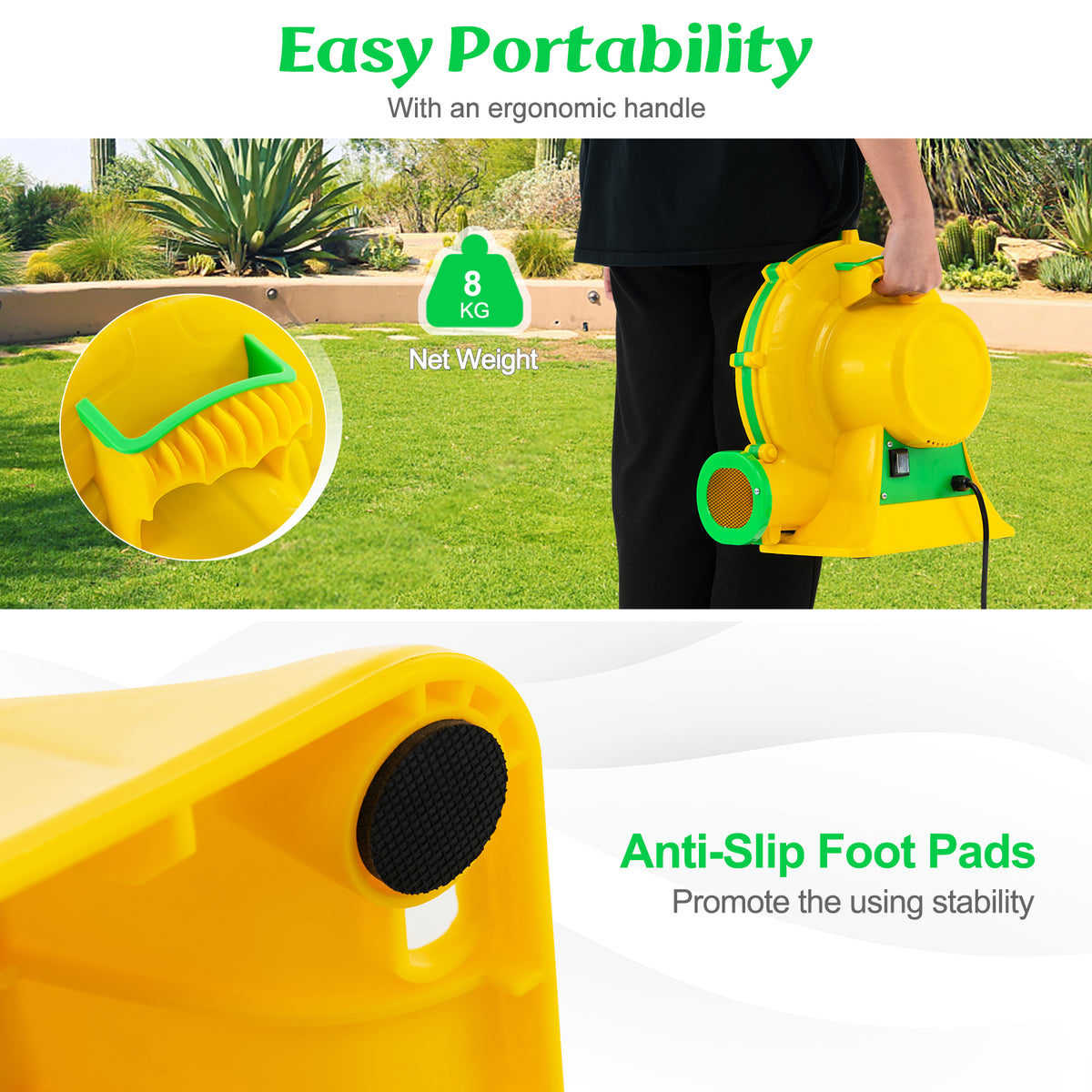 750W 1 HP Electric Blower, 3250 PA Air Blower for Inflatables