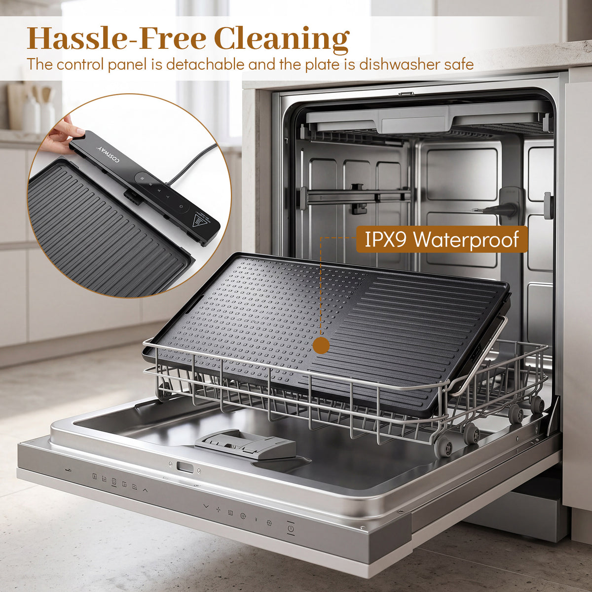 Electric Grill with Removable Touch Panel 1400W Indoor Griddle