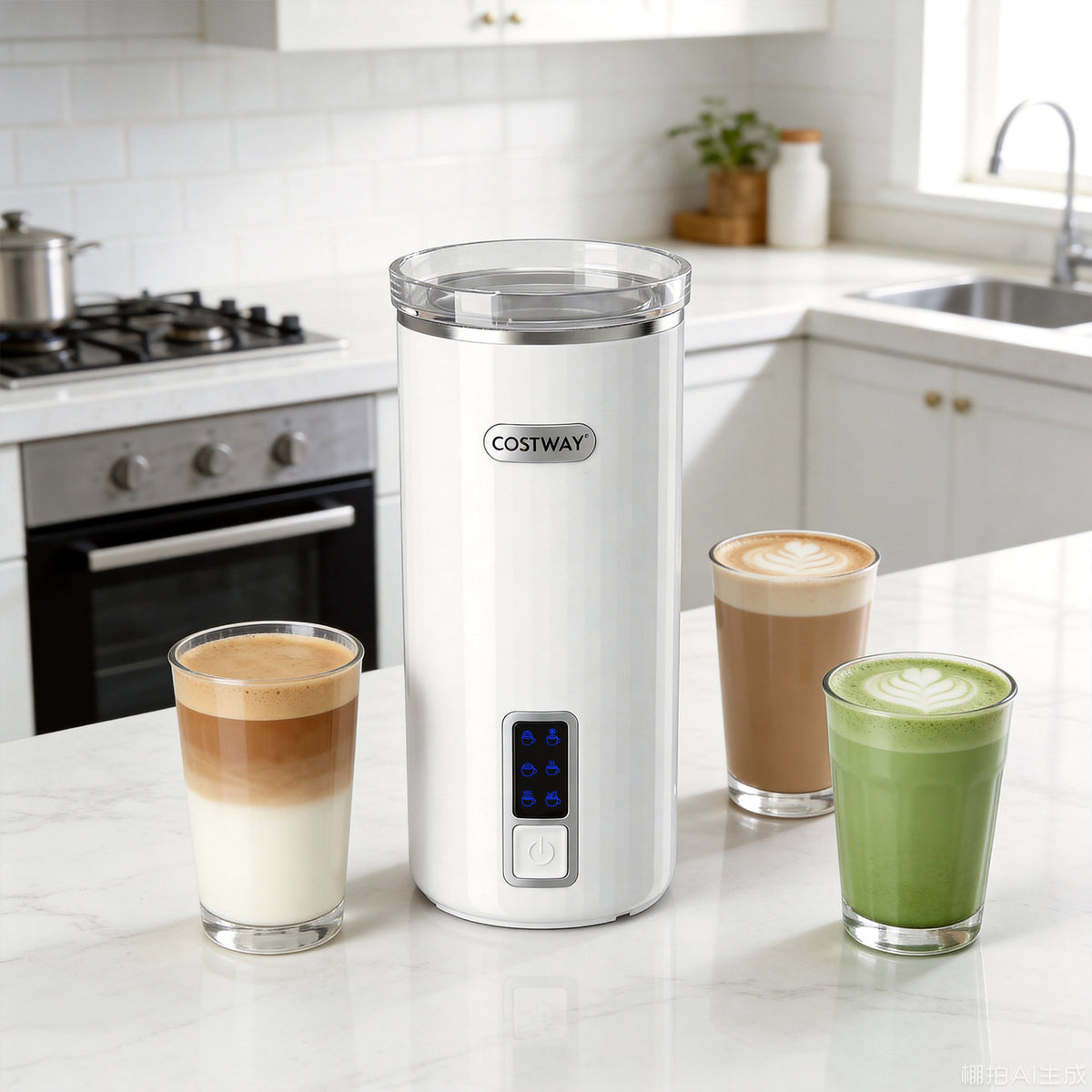 6-in-1 Electric Milk Frother Warm and Cold Foam Maker for Home Office