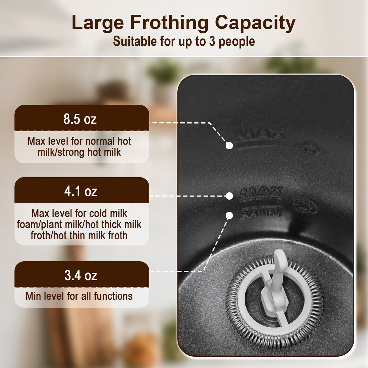 6-in-1 Electric Milk Frother Warm and Cold Foam Maker for Home Office