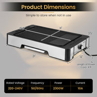 2300W Electric BBQ Grill and Griddle with Nonstick Cooking Plate