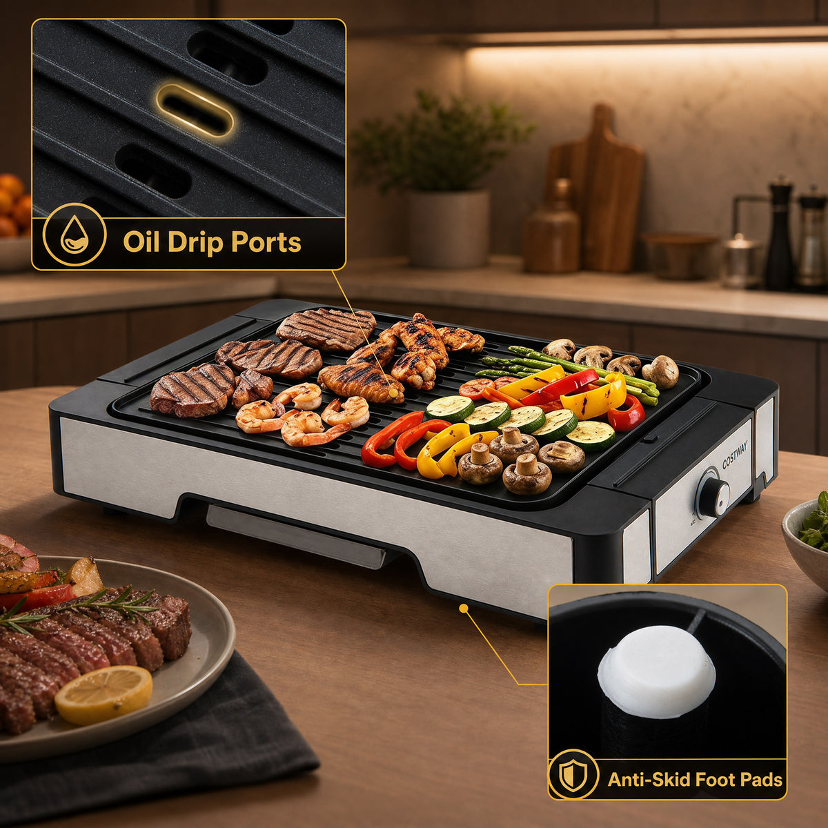 2300W Electric BBQ Grill and Griddle with Nonstick Cooking Plate