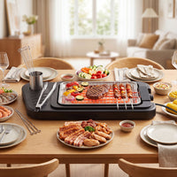 2000W 2-in-1 Electric Grill with Detachable Stand & Dual Plates Low-Smoke for Balcony