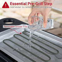 2000W 2-in-1 Electric Grill with Detachable Stand & Dual Plates Low-Smoke for Balcony