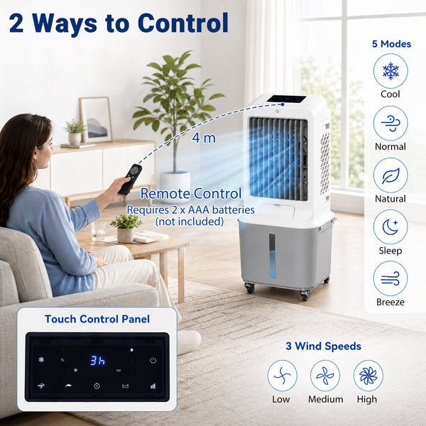 Evaporative Air Cooler with 27 L Large Water Tank