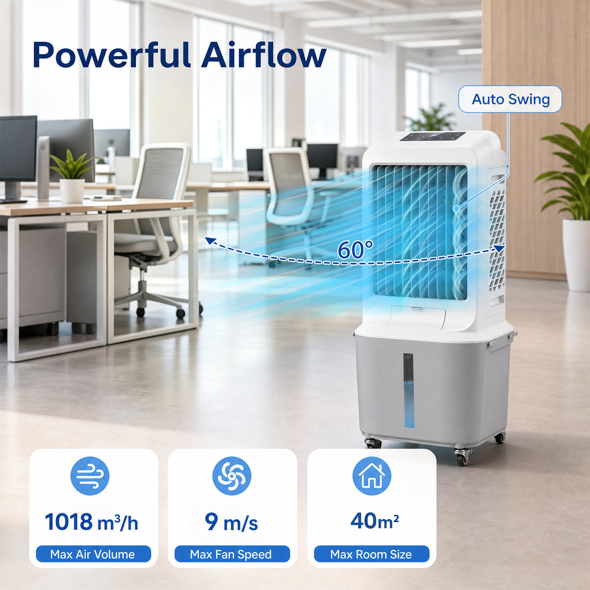 Evaporative Air Cooler with 27 L Large Water Tank