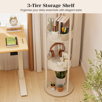 Modern Floor Lamp with 3-Tier Shelves and Pull Chain Switch