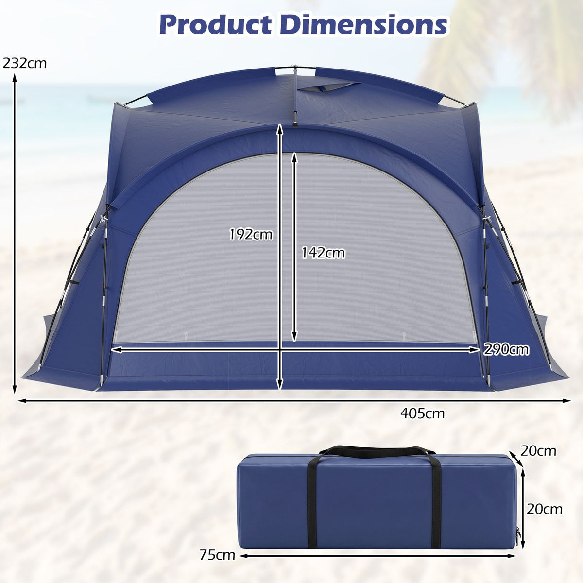 Easy Setup Dome Canopy Tent with Roof Vents and Carrying Bag