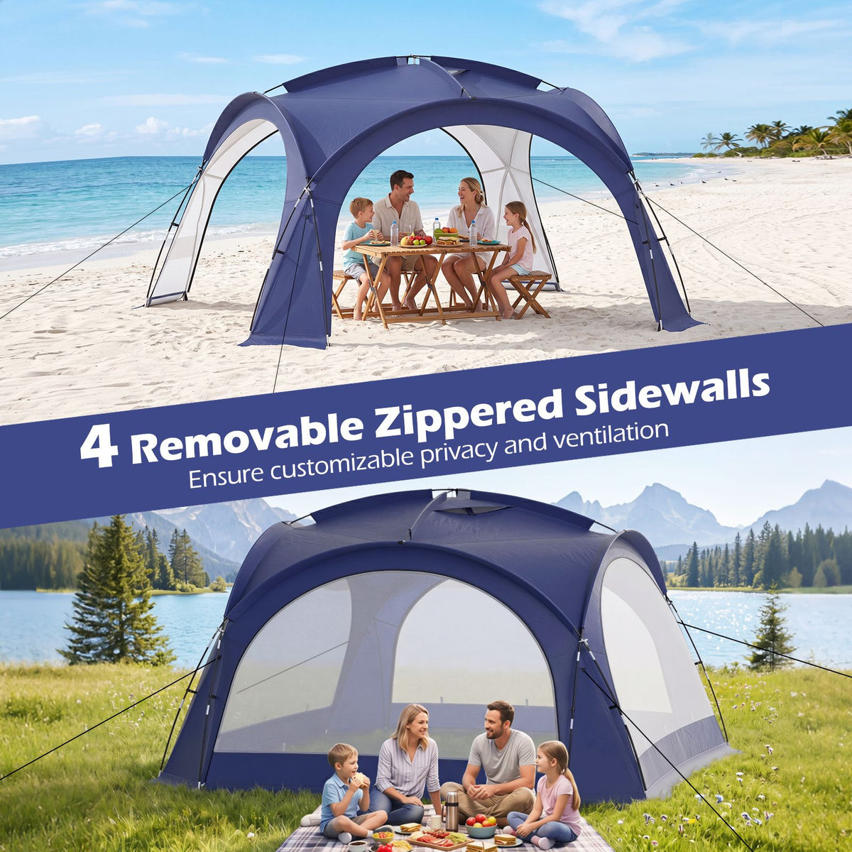 Easy Setup Dome Canopy Tent with Roof Vents and Carrying Bag