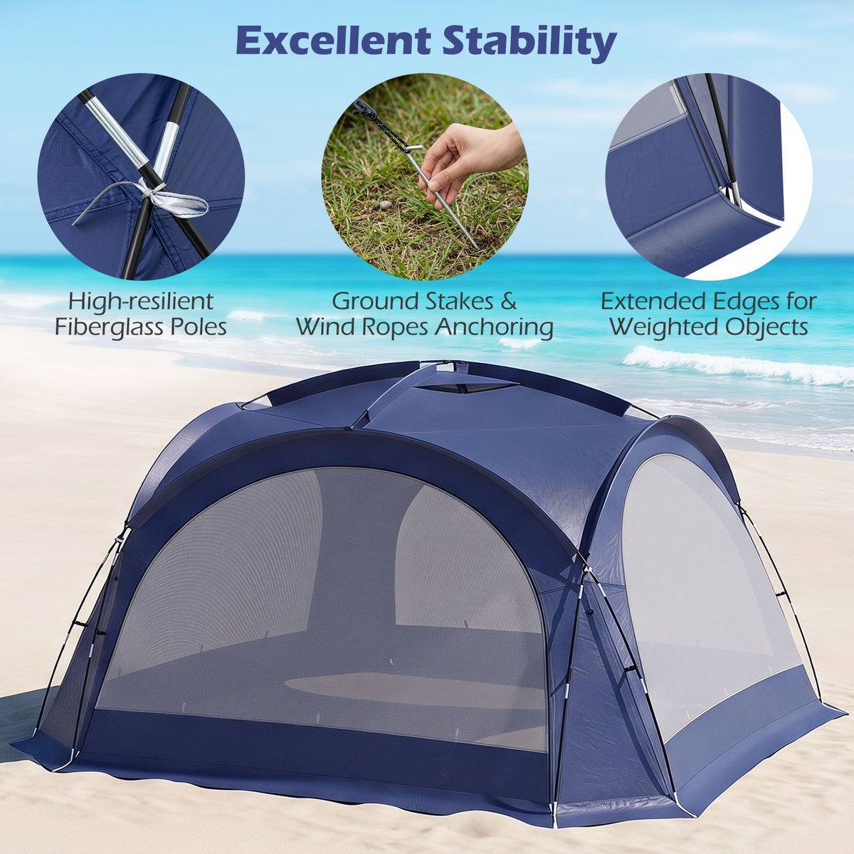 Easy Setup Dome Canopy Tent with Roof Vents and Carrying Bag