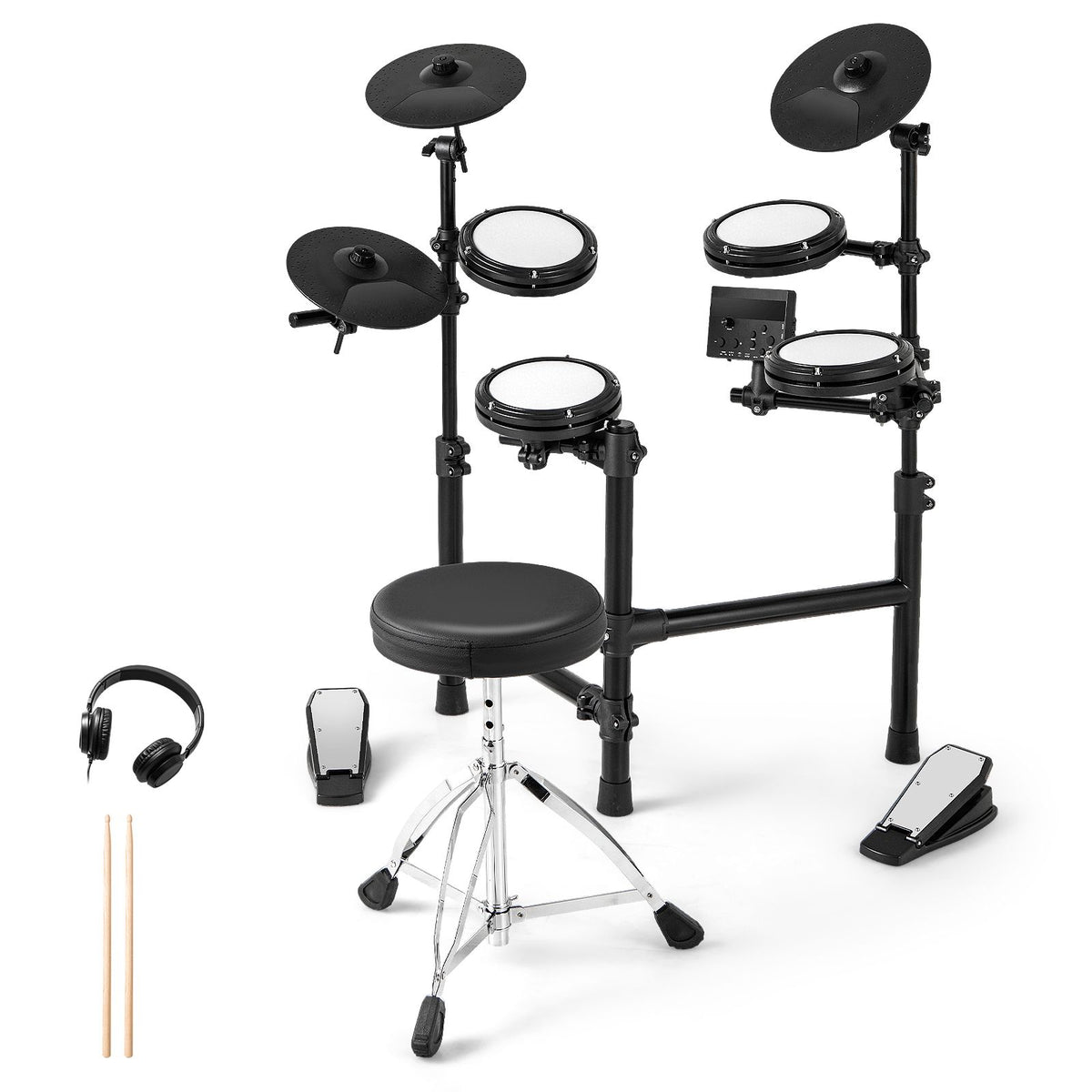 Electric Drum Set Foldable Drum Kit with 7 Inch Mesh Drum Pads
