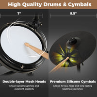 Electric Drum Set Foldable Drum Kit with 7 Inch Mesh Drum Pads