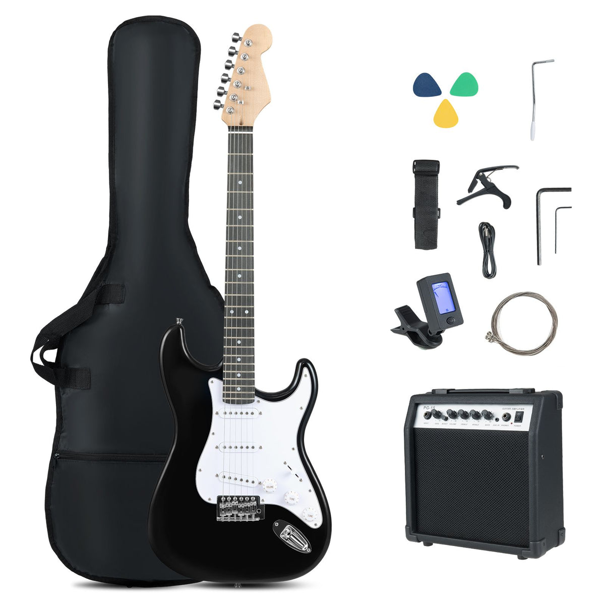 Electric Guitar Beginner Kit with Amplifier and Classic SSS Pickup