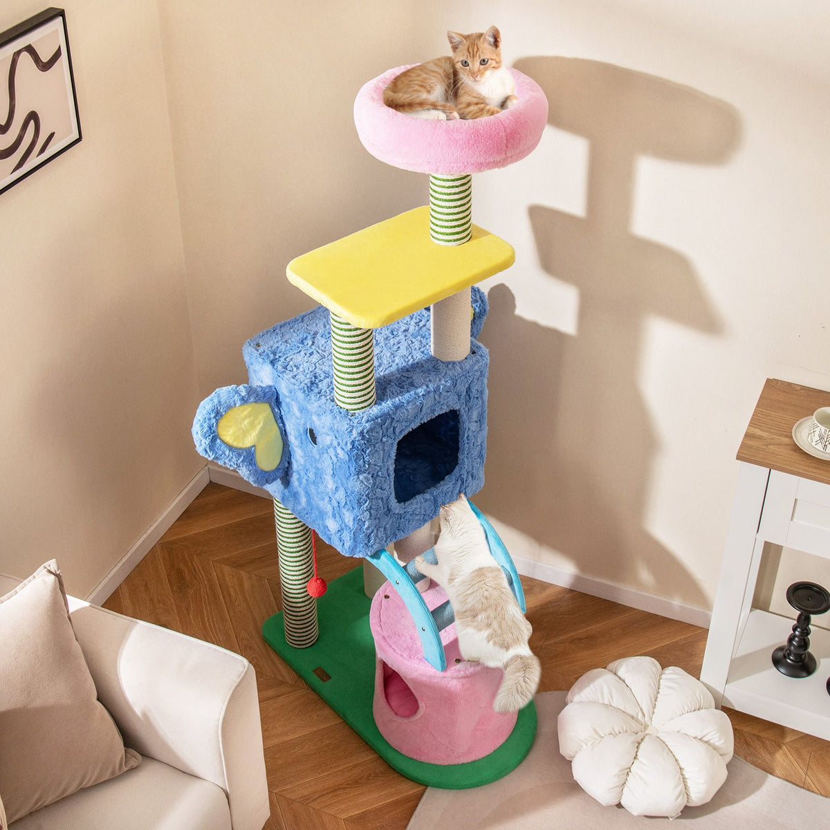Elephant Themed Cat Tree with 2 Condos and Scratching Posts