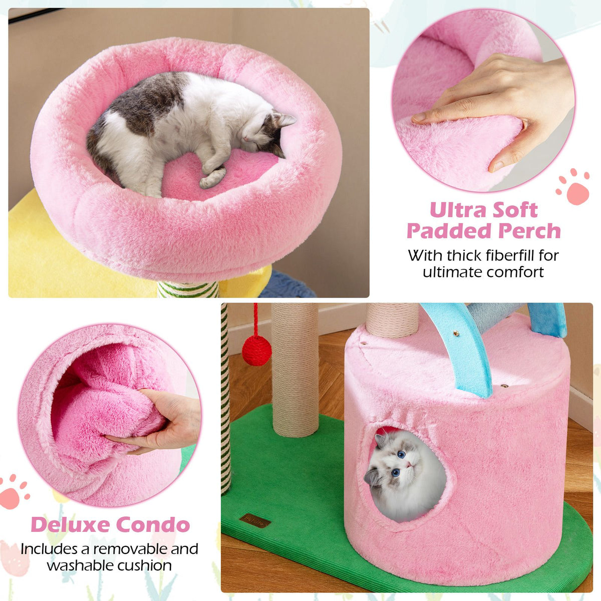 Elephant Themed Cat Tree with 2 Condos and Scratching Posts