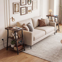 3-Tier Industrial End Table with USB Ports and Power Outlets
