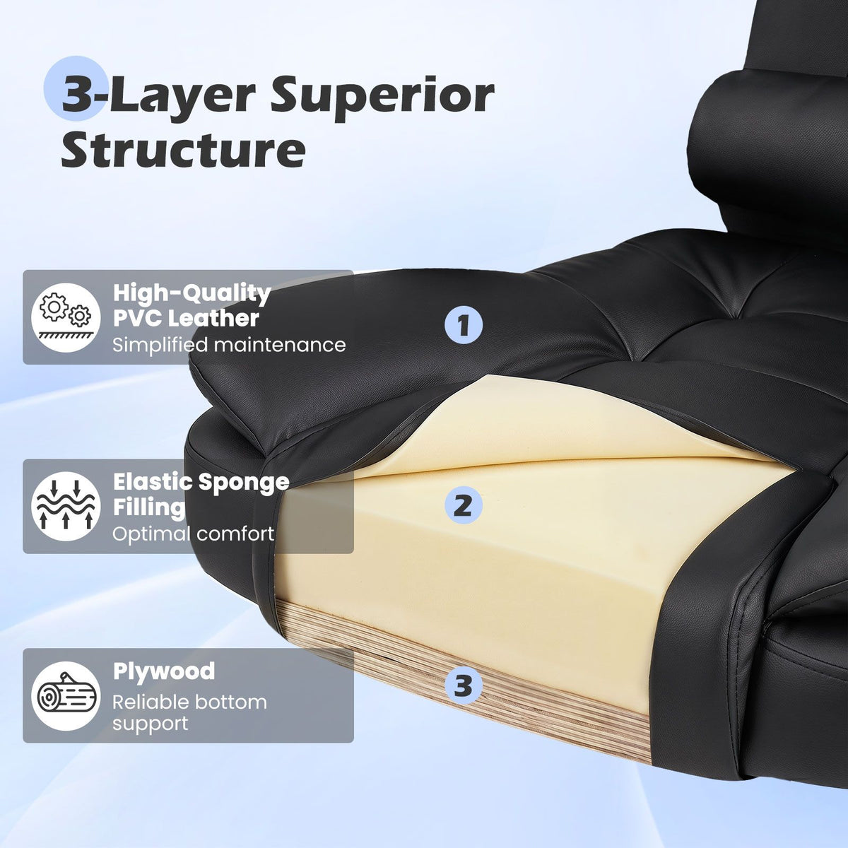 Executive Chair High Back with Linkage Armrests and Adjustable Height for Office