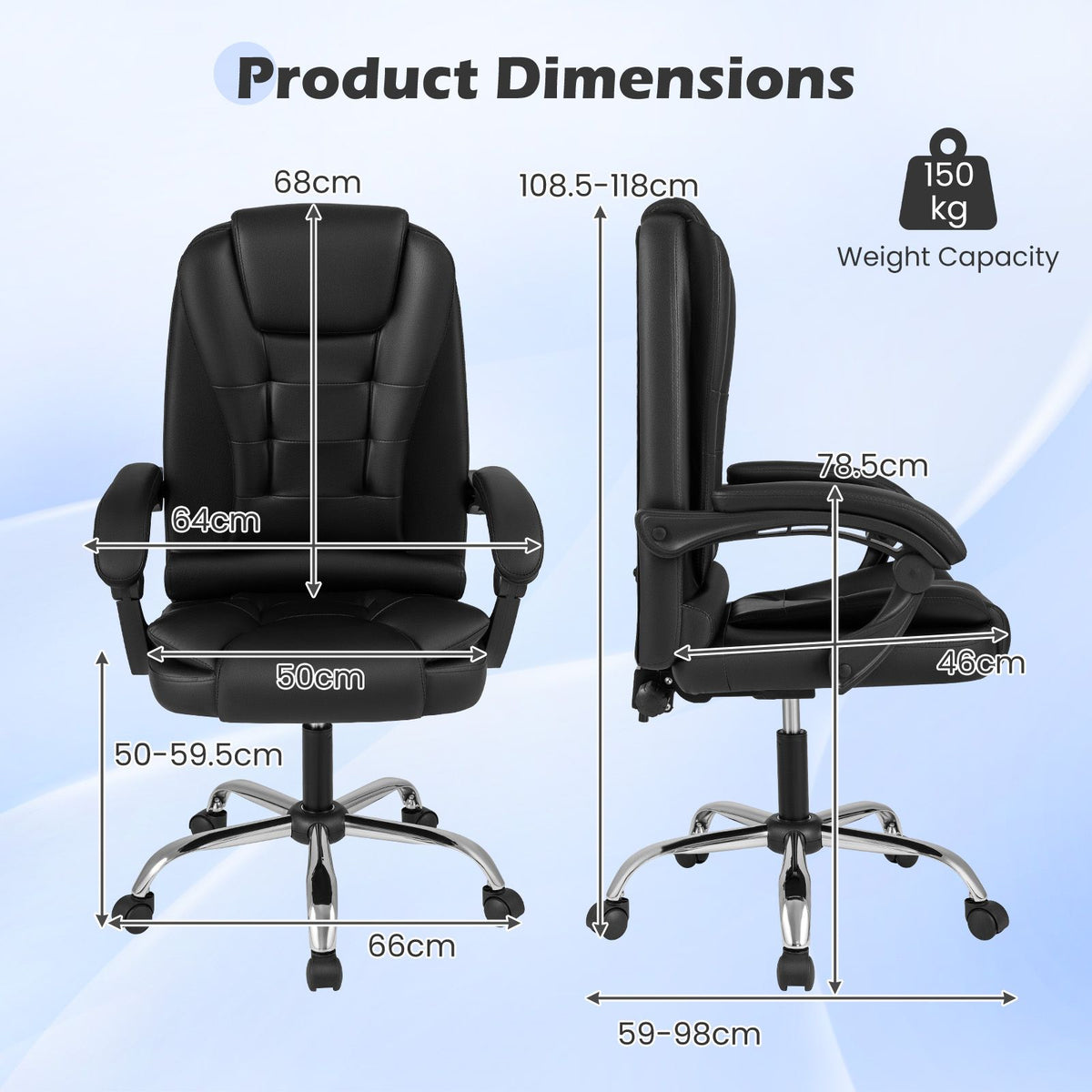 Executive Chair High Back with Linkage Armrests and Adjustable Height for Office