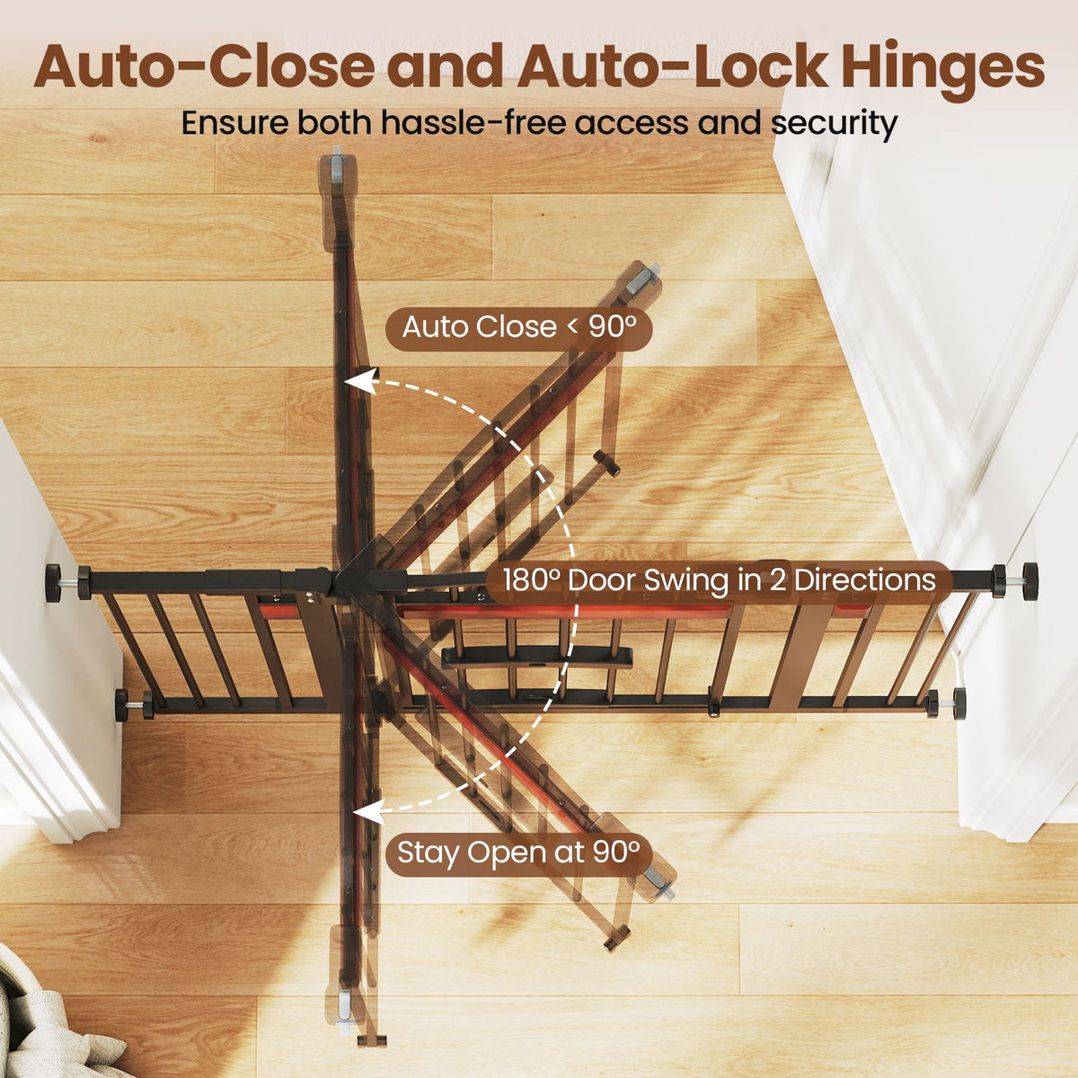 Extra Wide Walk Through Pet Gate with Small Door and 2 Extensions