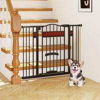 Extra Wide Walk Through Pet Gate with Small Door and 2 Extensions