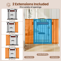 Extra Wide Walk Through Pet Gate with Small Door and 2 Extensions