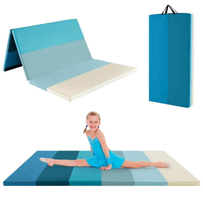 Gymnastics Mat, Tri-Fold Thick Tumbling Mat 180 cm x 120 cm x 4 cm with Hook & Loop Fasteners