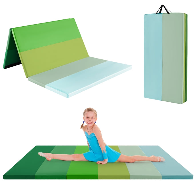 Gymnastics Mat, Tri-Fold Thick Tumbling Mat 180 cm x 120 cm x 4 cm with Hook & Loop Fasteners