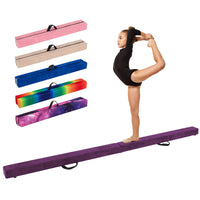 209cm Folding Balance Beam, Portable Gymnastic Beam w/Solid Wood Base & Anti-Slip Bottom