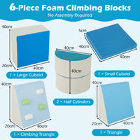 6-Piece Foam Climbing Blocks Kids Climb and Crawl Activity Play Set