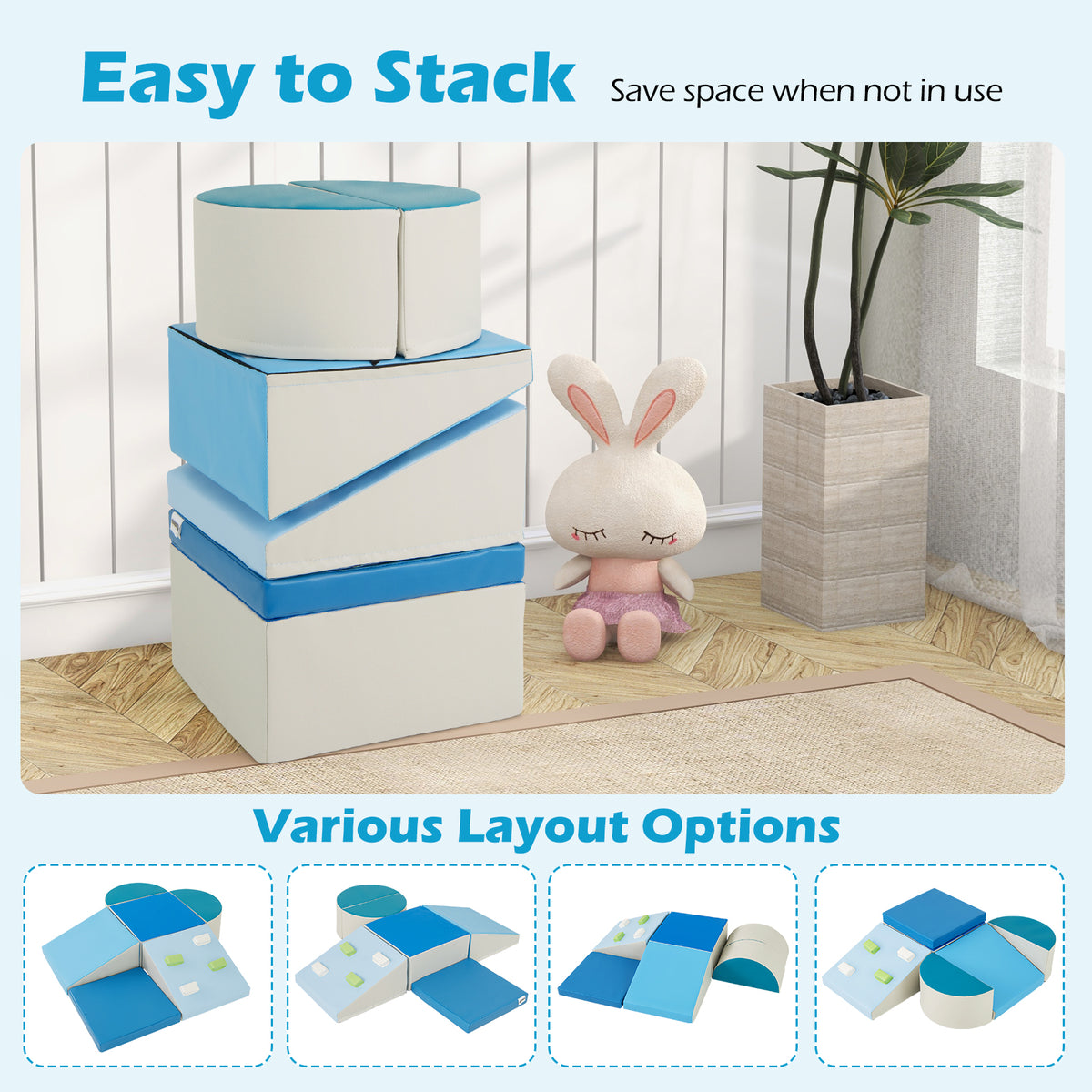 6-Piece Foam Climbing Blocks Kids Climb and Crawl Activity Play Set