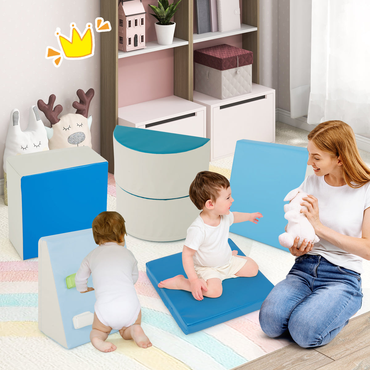 6-Piece Foam Climbing Blocks Kids Climb and Crawl Activity Play Set