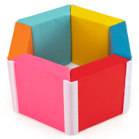 Colorful Hexagon Ball Pit for Kids Exercise Tumble Mat w/Detachable Zippered PU Covers