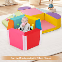 Colorful Hexagon Ball Pit for Kids Exercise Tumble Mat w/Detachable Zippered PU Covers